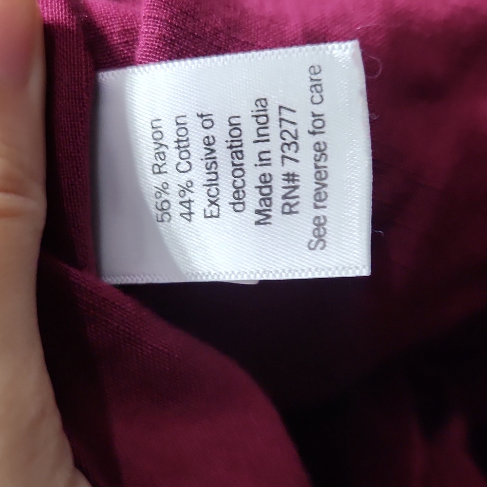 LAUREN CONRAD Crop V-Neck Balloon 3/4 Sleeve Plum Purple Lacey Peasant Blouse - Picture 10 of 10